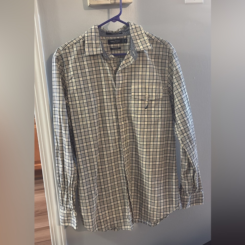 3 for $15 cream plaid Nautica shirt size Small
